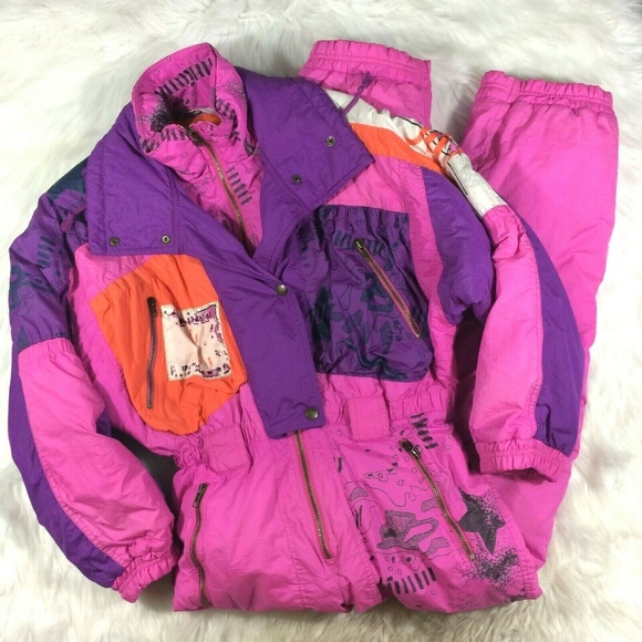 Carson Jackets Coats Vintage Carson Grafitti One Piece Ski Suit Pink Poshmark